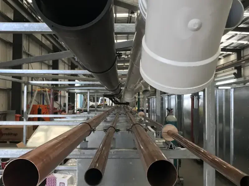 Large commercial copper and drainage pipes