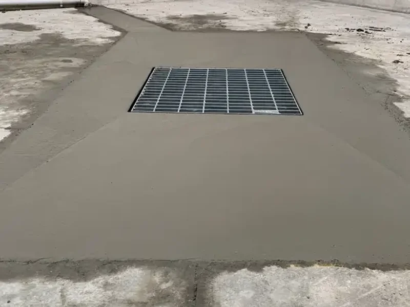 Concrete floor drain installation